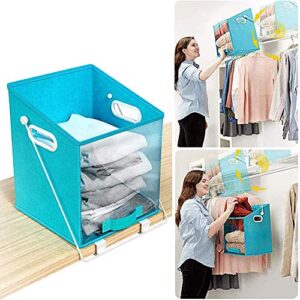 HNQH Pull-Down Closet Organizer Shelves,Clear Front Panel Storage Organizer Hanging Closet Wardrobe Storage Shelves, Clothes Handbag Shoes Accessories Storage