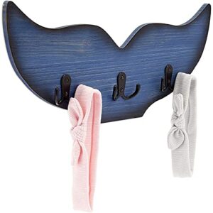 whale tail wall hook for nursery, nautical home decor (15.5 x 6.75 x 1 in, blue)