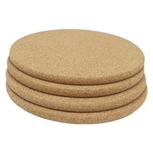 4-pack cork trivets, hot pots pans holder, 7.5 x 7.5 x 0.4 inches, round cork coaster for dishes