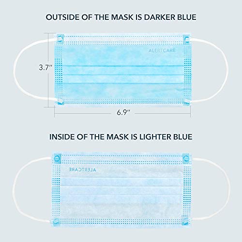 ALERTCARE 50 Pack Disposable Face Masks with Elastic Earloops, Breathable 3 Layer Protective Face Covering, Comfortable Face Mask for Adults Indoor or Outdoor