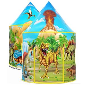 dinosaur kids tent pop up play tent for kids, extraordinary dinosaur toys & gifts for kids boys & girls, playhouse for children indoor and outdoor games (dinosaur tent)