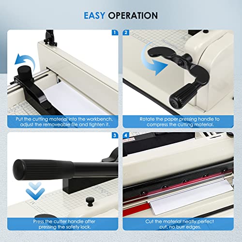 Heavy Duty Paper Cutter,17 inch Guillotine Paper Cutter, Cortadora de Papel 500 Sheets Papers,Guillotine Paper Scrap Slicer Trimmer for Cardstock Cards Leather with Metal Base for Office Home School