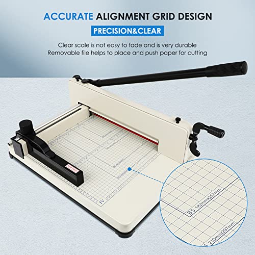 Heavy Duty Paper Cutter,17 inch Guillotine Paper Cutter, Cortadora de Papel 500 Sheets Papers,Guillotine Paper Scrap Slicer Trimmer for Cardstock Cards Leather with Metal Base for Office Home School