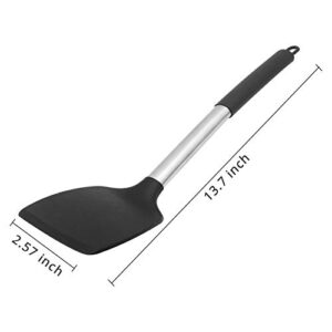 KUFUNG Stainless Steel Handle Silicone nonstick spatulas, High Heat Resistant to 480°F, KUFUNG Food Grade Turner, BPA Free, Spatula for for Fish, Eggs, Pancakes, Wok (Black)