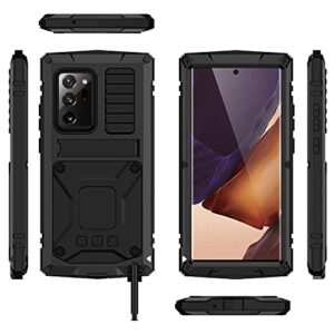 CHENXI for Samsung Galaxy Note 20 Ultra Case, Aluminum Metal Gorilla Glass Waterproof Shockproof Military Heavy Duty Sturdy Protector Cover Hard Case for Samsung Galaxy Note 20 Ultra (Black)