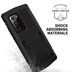 CHENXI for Samsung Galaxy Note 20 Ultra Case, Aluminum Metal Gorilla Glass Waterproof Shockproof Military Heavy Duty Sturdy Protector Cover Hard Case for Samsung Galaxy Note 20 Ultra (Black)