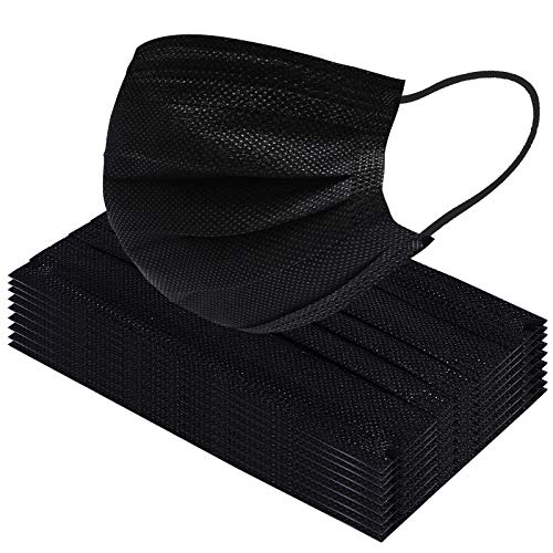 Masbhc Disposable Face Mask 3 Ply Comfortable Black Masks 50Pcs