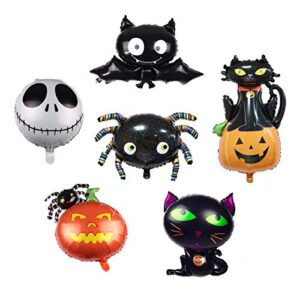 6 pcs large halloween foil balloons black spider cat bat pumpkin skull balloon decoration party supplies