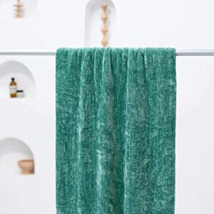 Soft Textured Thick Chenille Throw Blanket with Fringe for Travel Bed Sofa and Couch, Mint 50 x 60 Inches