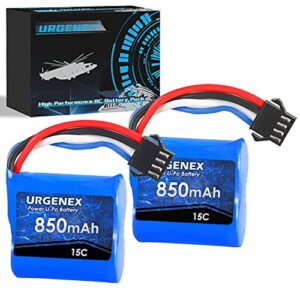 urgenex lipo battery 850mah 7.4v(2 x 3.7v) rc boat battery with sm-4p plug udi001 rc boats batteries compatible with rc boat udi008