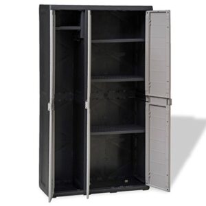 Storage Cabinet, Indoor Outdoor Home Easy to Install Floor Storage Cabinet with 4 Adjustable Shelves for Patio/Tool/Garage/Organization