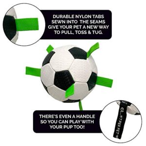 Hyper Pet The Original Quality Grab Tabs Dog Soccer Ball & Dog Football (Indoor-Outdoor Interactive Dog Toy Dog Balls with Easy Grab Tabs) Fun Dog Tug Toy and Dog Ball - 7.5"