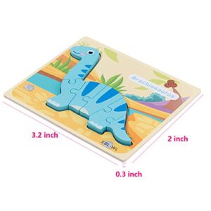 WedFeir Todder Puzzles Set of 6, Dinosaur Wooden Puzzle for Toddler Kids 3+ Year Old, Educational Toys for Preschool Kindergarten Boys and Girls.