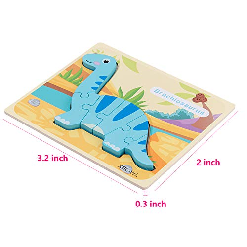 WedFeir Todder Puzzles Set of 6, Dinosaur Wooden Puzzle for Toddler Kids 3+ Year Old, Educational Toys for Preschool Kindergarten Boys and Girls.