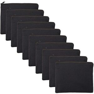black canvas cotton bags with zipper (9.25 x 7 inches, 10 pack)