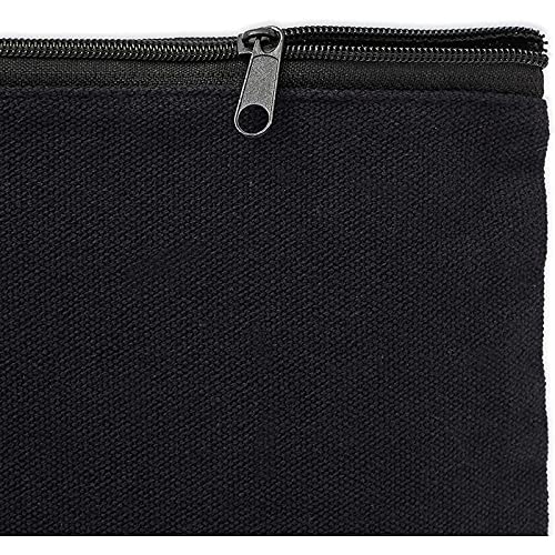 Black Canvas Cotton Bags with Zipper (9.25 x 7 Inches, 10 Pack)