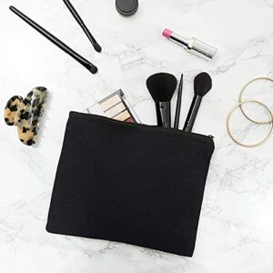 Black Canvas Cotton Bags with Zipper (9.25 x 7 Inches, 10 Pack)