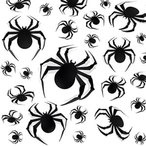 halloween home decorations, 60 pcs 3d large spider, realistic pvc spider stickers for halloween eve party supplies, diy scary room wall and window decor