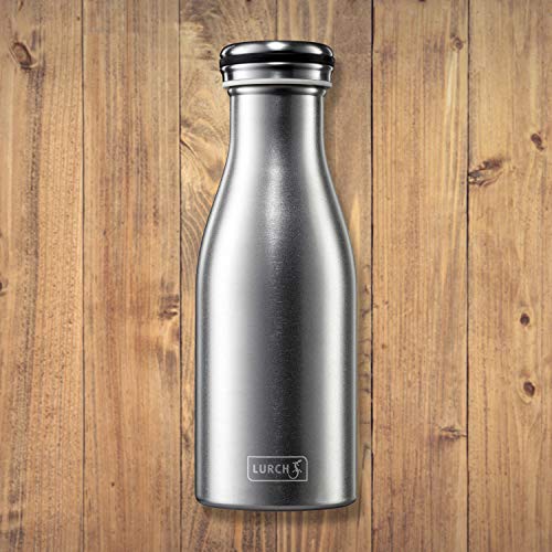 Lurch Germany Thermal Bottle for Hot and Cold Drinks Made of Double-Walled Stainless Steel (Sandblasted Stainless Steel, 11, oz. | 0.35l)