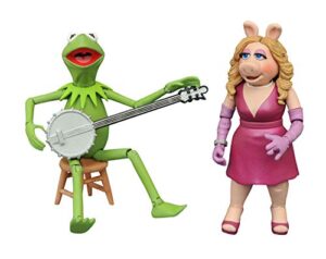 diamond select toys the muppets best of series 1: kermit & miss piggy action figure two-pack, multicolor