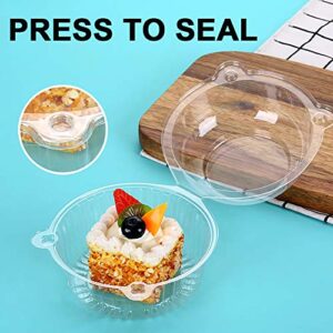 100PCS Clear Plastic Individual Cupcake Containers Boxes, Disposable Stackable Cupcake Holder, Salad Favor Cake Holder Muffin Case Cups Pod for Halloween, Christmas and New Year Party (Pack of 100)