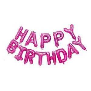 hot pink happy birthday balloons banner,16 inch mylar foil letters sign,reusable balloons for women, men, boys & girls birthday decorations party supplies