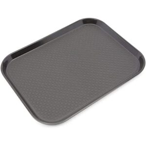 8 Pack Plastic Nonslip Serving Tray for Cafeteria, School Lunch, Fast Food, Restaurant, Black (12 x 16 in)
