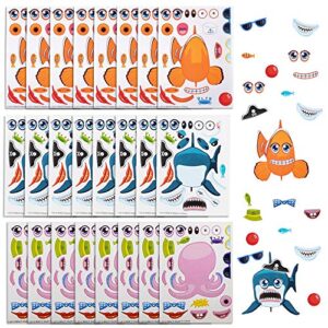 artcreativity make your own sea life sticker assortment, set of 24 sheets, unique arts ‘n crafts activity supplies kit for kids, sticker prize, fun birthday party favor, goodie bag filler