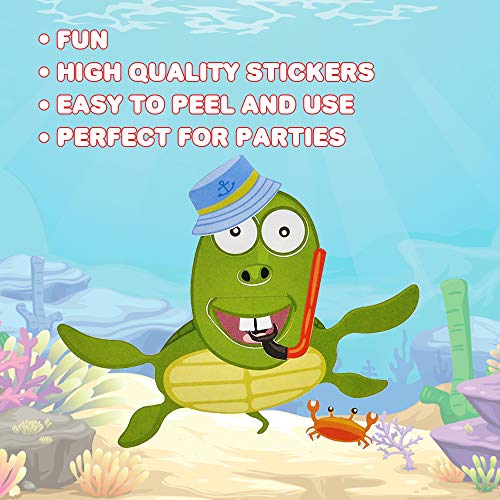 ArtCreativity Make Your Own Sea Life Sticker Assortment, Set of 24 Sheets, Unique Arts ‘n Crafts Activity Supplies Kit for Kids, Sticker Prize, Fun Birthday Party Favor, Goodie Bag Filler