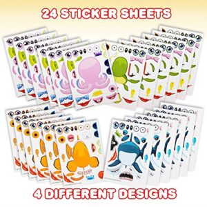 ArtCreativity Make Your Own Sea Life Sticker Assortment, Set of 24 Sheets, Unique Arts ‘n Crafts Activity Supplies Kit for Kids, Sticker Prize, Fun Birthday Party Favor, Goodie Bag Filler