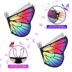 Kids Butterfly Costume Rainbow Tutu Dress for Girls, Eye Covering, Antenna Headband Fairy Wand for Christmas Girls Gift Party (Multicolor)