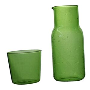 yarnow 500ml water carafe set hot cold water milk beverage pitcher with matching glasses drinking water bottle kettle for bedroom home restaurant supplies green