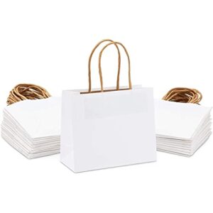 sparkle and bash mini white paper thank you gift bags with handles for baby shower, birthday party (50 pack)