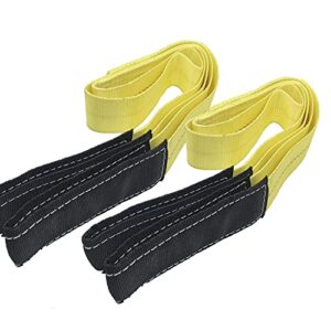asgenox 2 pack 2 "x6' tow strap with reinforced loops vehicle recovery rope 18,000 lbs pound capacity recovery strap (2 "x6' tow strap)