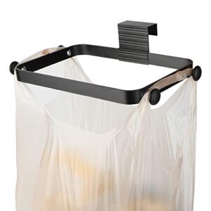 metal trash bag holder for kitchen,office,dorm room,hanging trash can, under cabinet hanger rack,space saving garbage hook,bag holder for plastic bags,black