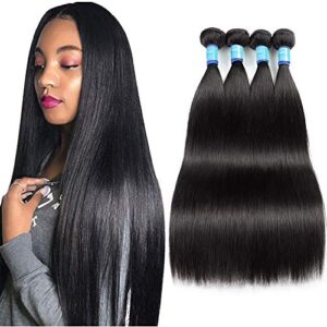 brazilian straight hair bundles 10a straight bundles 100% unprocessed virgin hair straight human hair bundles remy hair 3 bundles natural color (14 16 18)