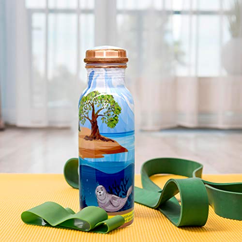 EcoBottles – 100% Pure Copper Water Bottles | Easy-To-Use and Carry, Fancy Prints | Non-Insulated Bottles with Health Benefits and Emphasizing on Social Causes (Skyblue)