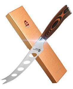 tuo cheese knife - tomato knife fruit knife 5.5" - serrated edge - german steel blade - mutil-use- pakkawood handle - gift box included - fiery series