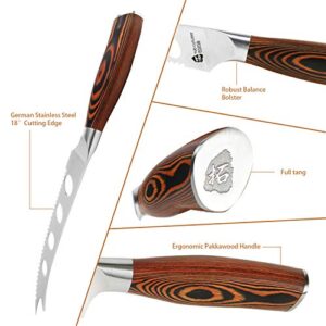 TUO Cheese Knife - Tomato Knife Fruit Knife 5.5" - Serrated Edge - German Steel Blade - Mutil-Use- Pakkawood Handle - Gift Box Included - Fiery Series
