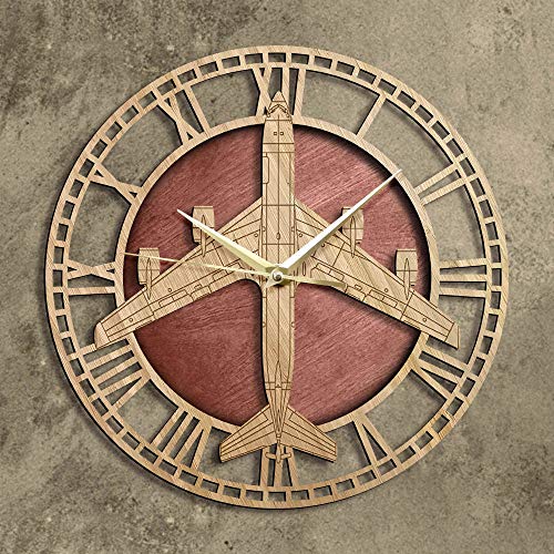 The Geeky Days Boeing KC-135 Stratotanker Military Warplane Wooden Silent Quartz Wall Clock Aviation Home Decor Aerial Refueling Airplane Modern Wall Watch