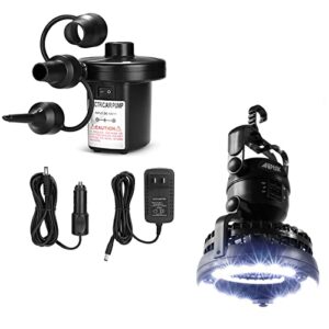 agptek electric air pump bundle with 2-in-1 18 led portable camping lantern ceiling fan