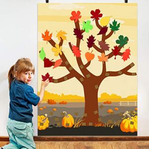 oriental cherry fall crafts for kids - felt thankful tree with 52 detachable leaves - bulletin board decorations for autumn thanksgiving activities toddlers ages 2-4 3-5 6-8 8-12