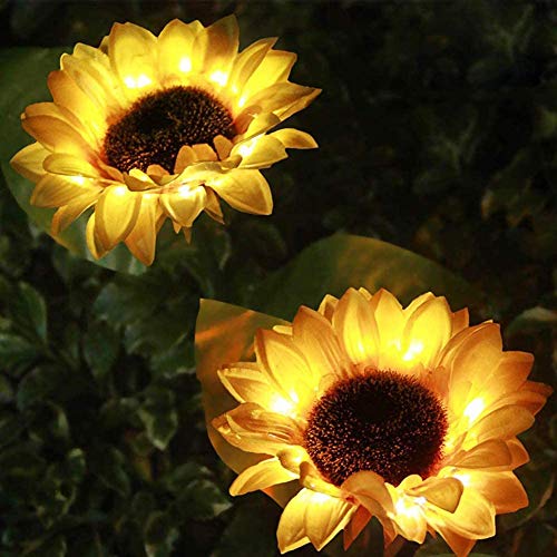 SHAREMORE Sunflower Solar Lights Outdoor, 2pcs LED Lawn for Outdoor Garden Outdoor Garden Powerful Sunflower Solar Lamps Night Light, for Terrace, Courtyard Decoration.