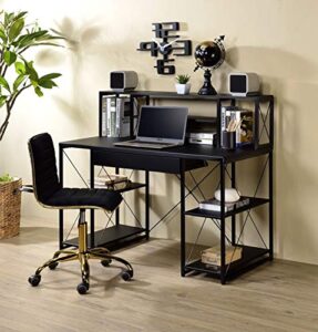 homvent computer desk with drawer shelves, home office writing desk with storage bookshelf workstation study table corner desk pc laptop desk (black)