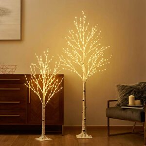 litbloom lighted birch twig tree with fairy lights 4ft 200 led 6ft 330 led lights for indoor outdoor home christmas decoration