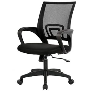bestoffice ergonomic desk mid-back mesh computer lumbar support comfortable executive adjustable rolling swivel task chair with armrests(black)