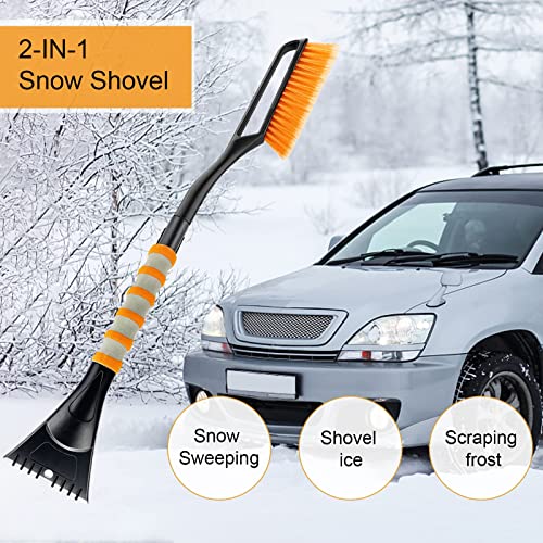 Jsdoin 27”Snow Brush, Detachable Car Ice Scraper for Windshield with Foam Grip