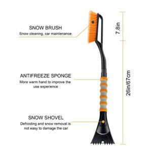 Jsdoin 27”Snow Brush, Detachable Car Ice Scraper for Windshield with Foam Grip