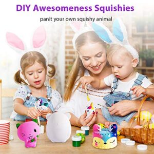 Squishies Toys for Kids, Paint Your Own Squishies - 3D Blank Arts and Crafts Gift for 3 4 5 6+ Years Old Boys Girls, Stress Relief Toys for Kid Adult, Kawaii DIY Animal Squishy Toys(5 Pcs)