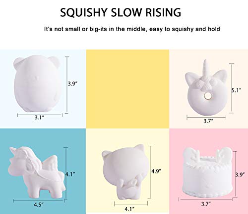 Squishies Toys for Kids, Paint Your Own Squishies - 3D Blank Arts and Crafts Gift for 3 4 5 6+ Years Old Boys Girls, Stress Relief Toys for Kid Adult, Kawaii DIY Animal Squishy Toys(5 Pcs)